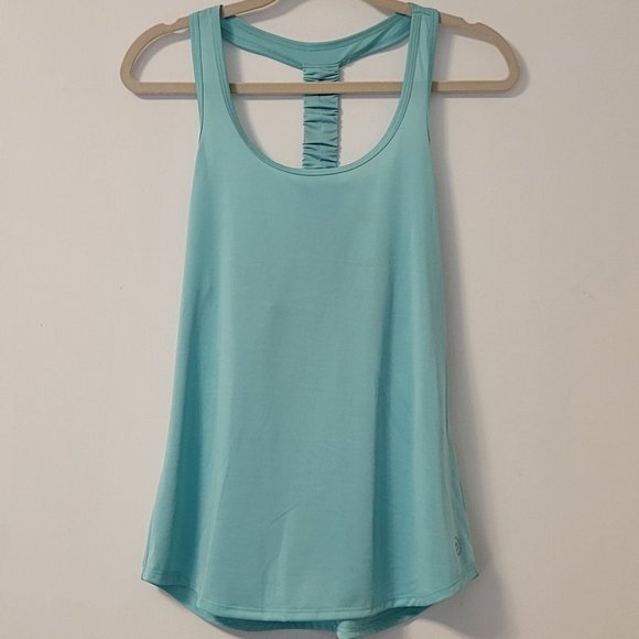 Be Inspired woman's turquoise racerback stretchy tank top size: M - Picture 5 of 8